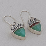 Chrysoprase Gemstone 925 Genuine Silver Pendant Set