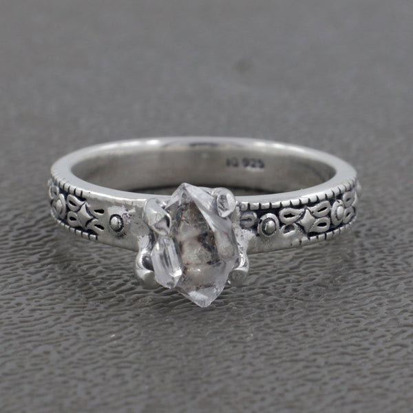 925 Sterling Silver Herkimer Quartz Ring