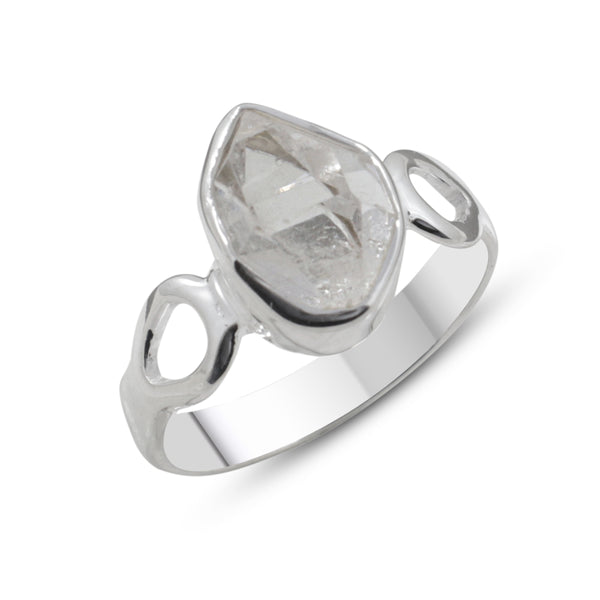 925 Sterling Silver Raw Herkimer Quartz Rings