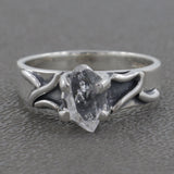 925 Sterling Silver Natural Raw Herkimer Diamond Ring