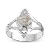 925 Sterling Silver Natural Raw Herkimer Diamond Ring