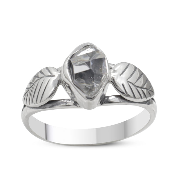 Natural Herkimer Quartz Silver Rings