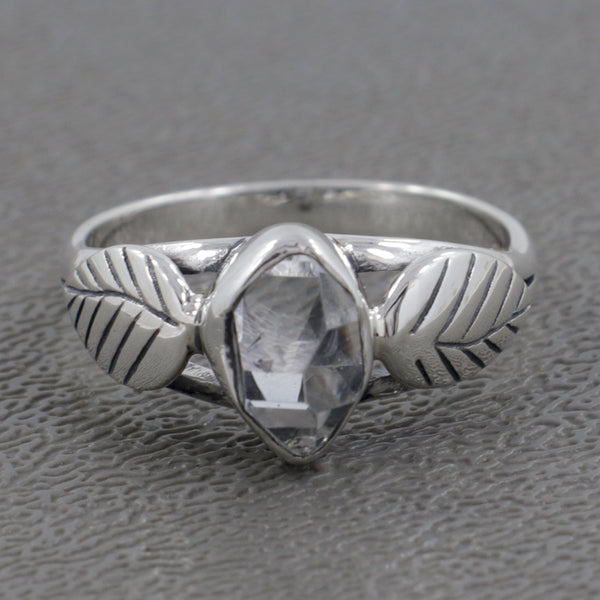 Natural Herkimer Quartz Silver Rings