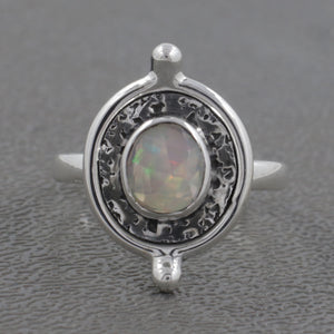 925 Sterling Silver Ethiopian Opal Ring