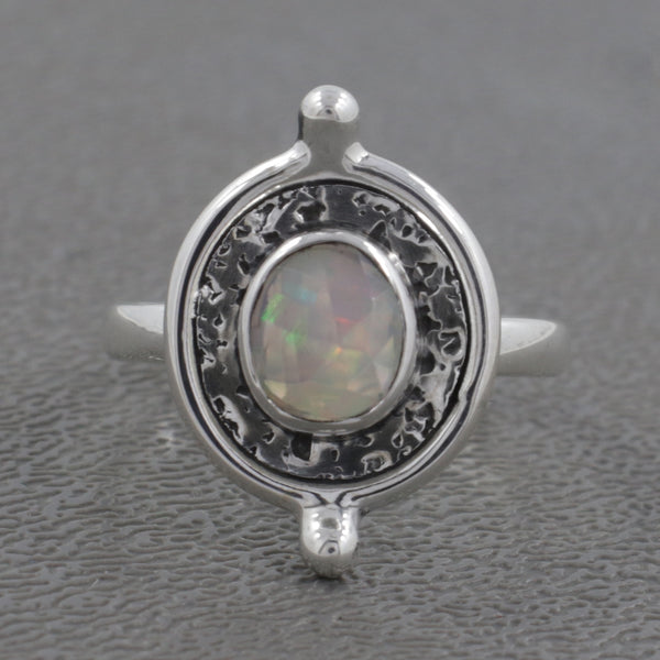 925 Sterling Silver Ethiopian Opal Ring