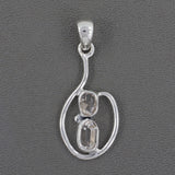 Natural Raw Herkimer Diamond Silver Pendant