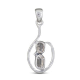 Natural Raw Herkimer Diamond Silver Pendant