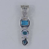 925 Sterling Silver Blue Topaz Pendant