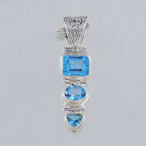 925 Sterling Silver Blue Topaz Pendants