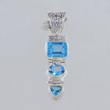 925 Sterling Silver Blue Topaz Pendant