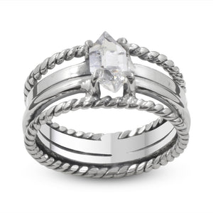 Herkimer Quartz Band Rings