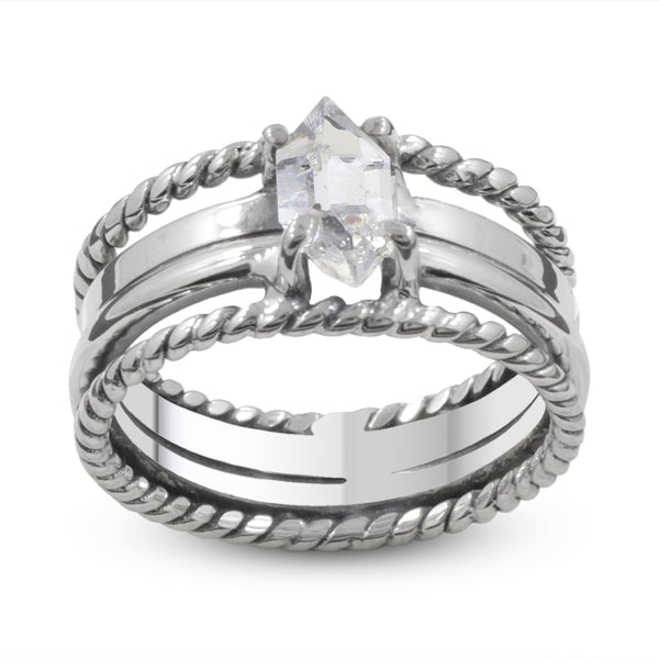 Herkimer Quartz Band Rings