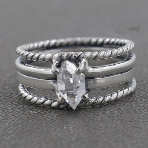 Herkimer Quartz Band Rings