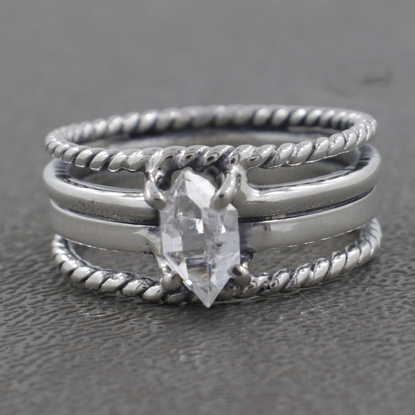 Herkimer Quartz Band Rings