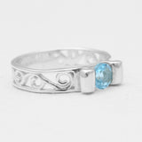 Natural Garnet Band Silver Rings