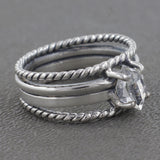 925 Sterling Silver Natural Herkimer Diamond Band Rings