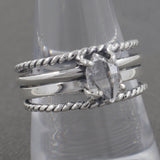 925 Sterling Silver Natural Herkimer Diamond Band Rings