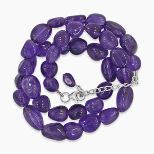 Amethyst Checker Cut Beads Necklace