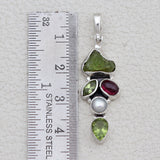 Natural Peridot Silver Pendant