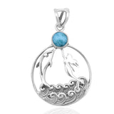 Natural Larimar Silver Pendant