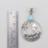 Natural Larimar Silver Pendant