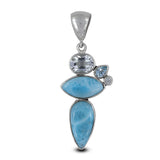 Blue Larimar, Crystal Gemstone Silver Pendant