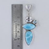 Blue Larimar, Crystal Gemstone Silver Pendant