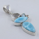 Blue Larimar, Crystal Gemstone Silver Pendant