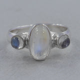 Fire Moonstone Silver Ring