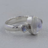 Fire Moonstone Silver Ring