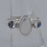 Fire Moonstone Silver Ring