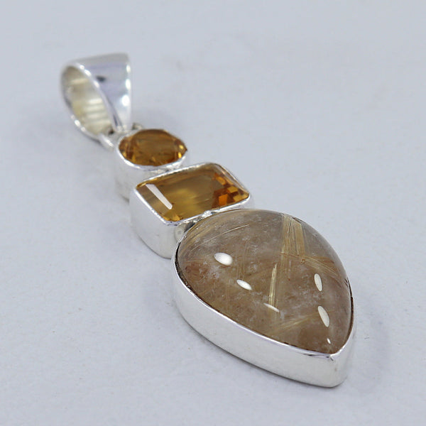 925 Sterling Silver Rutilated Quartz Pendants