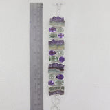 Purple Amethyst Slice Silver Bracelet