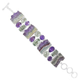 Purple Amethyst Slice Silver Bracelet