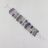 Purple Amethyst Slice Silver Bracelet