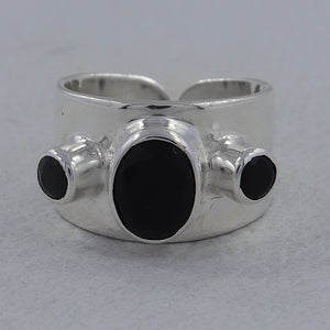 Smoky Quartz Adjustable Silver Ring