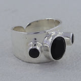 Smoky Quartz Adjustable Three Stone Silver Ring