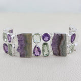 Purple Amethyst Slice Silver Bracelet