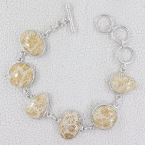 925 Sterling Silver Fossil Coral Bracelets