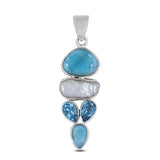 925 Sterling Silver Larimar Pendant