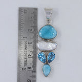 925 Sterling Silver Larimar Pendant