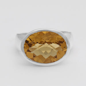 Olive Quartz Silver Rings