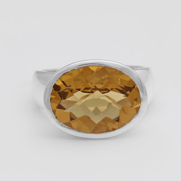 Olive Quartz Silver Rings