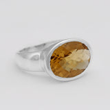 Olive Quartz Silver Ring