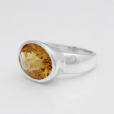 Olive Quartz Silver Ring