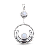 Rainbow Moonstone 925 Solid Silver Pendant Set