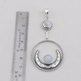 Rainbow Moonstone 925 Solid Silver Pendant Set