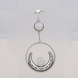 Rainbow Moonstone 925 Solid Silver Pendant Set