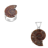 Ammonite Gemstone 925 Sterling Silver Pendant Set