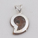 Ammonite Gemstone 925 Sterling Silver Pendant Set